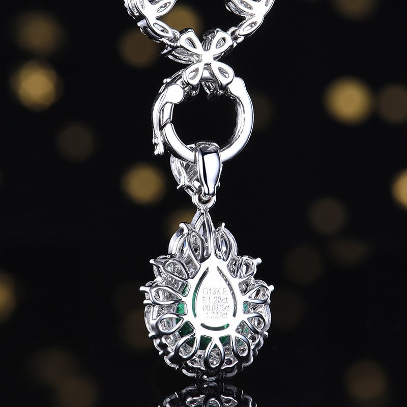 14k Gold 2.50 Ctw Vivid Green Natural Emerald & Sapphire Pendant( Without Chain ) - 4