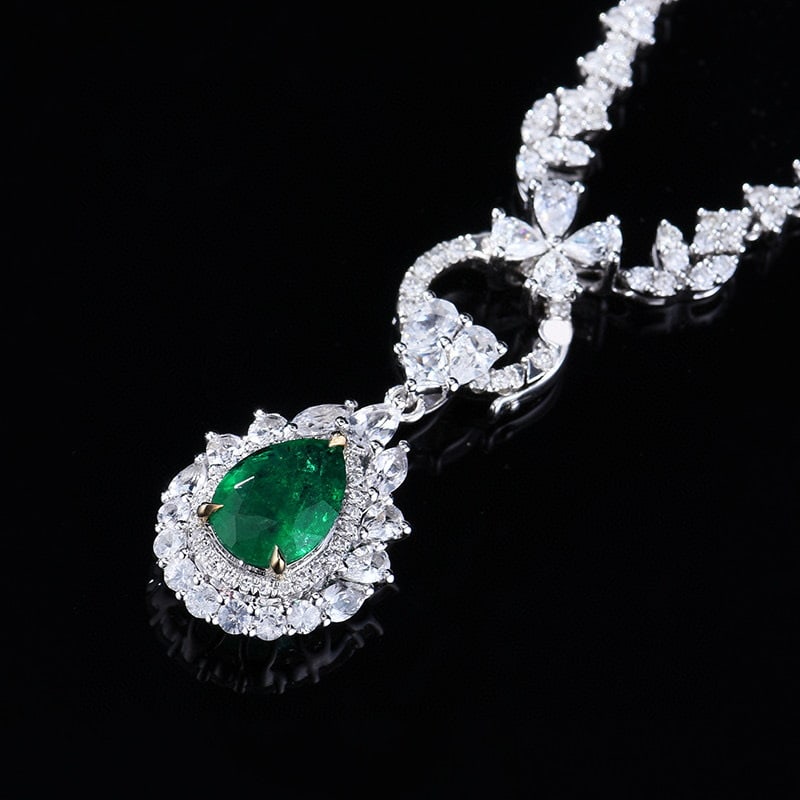 14k Gold 2.50 Ctw Vivid Green Natural Emerald & Sapphire Pendant( Without Chain ) - 5