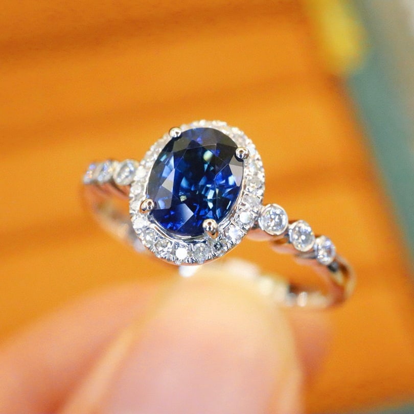 14k Gold 1.04 Ctw Natural Sapphire & Diamond Ring - 2