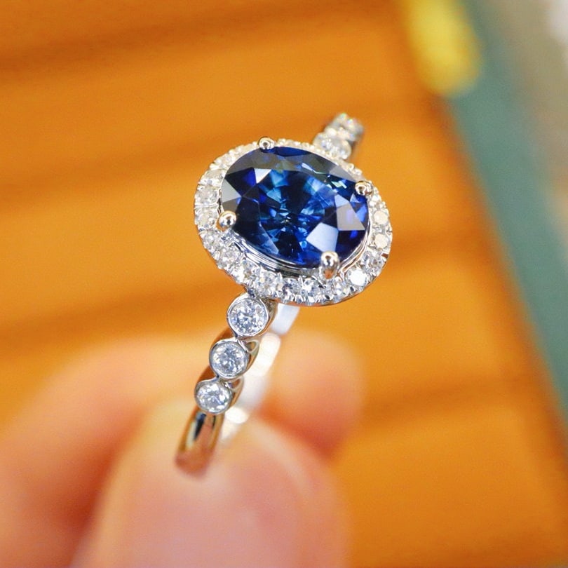 14k Gold 1.04 Ctw Natural Sapphire & Diamond Ring - 3