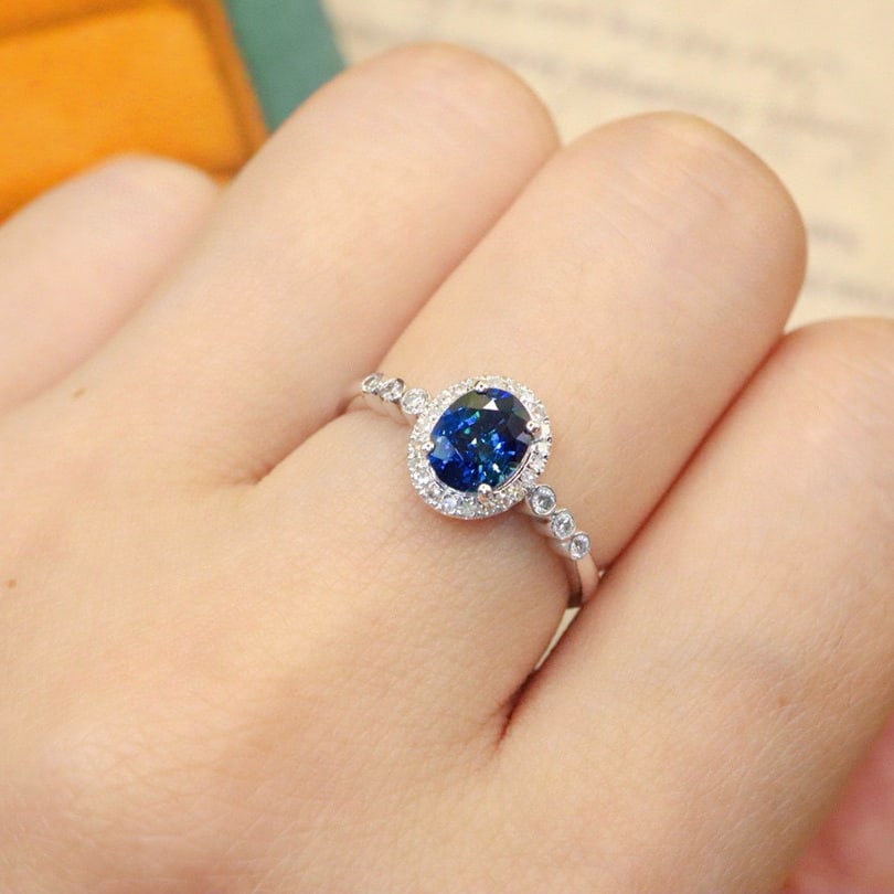 14k Gold 1.04 Ctw Natural Sapphire & Diamond Ring - 5