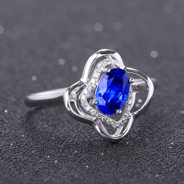 14k Gold 1.07 Ctw Natural Sapphire & Diamond Ring - 3