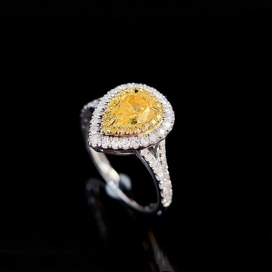 14k Gold 1.48 Ctw Natural Yellow Diamond & Diamond Ring - 5