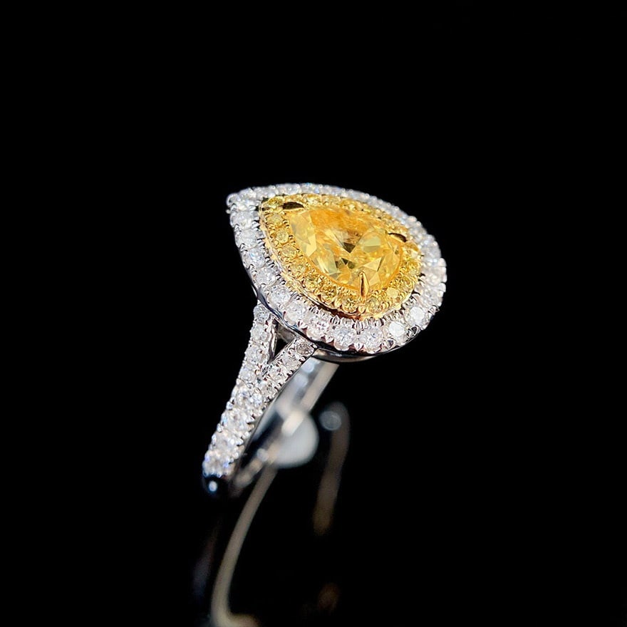 14k Gold 1.48 Ctw Natural Yellow Diamond & Diamond Ring - 6