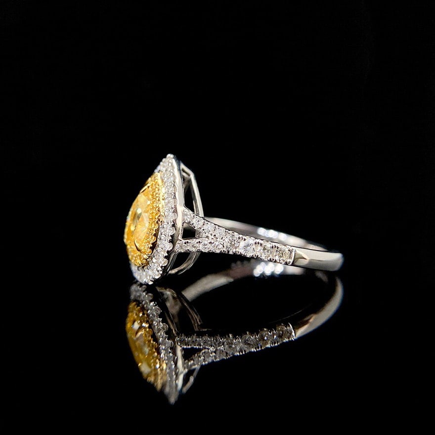 14k Gold 1.48 Ctw Natural Yellow Diamond & Diamond Ring - 7