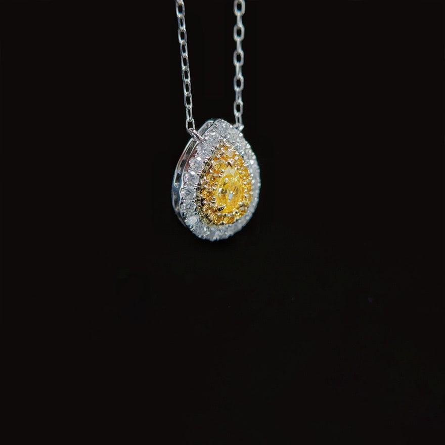 14k Gold 0.30 Ctw Natural Yellow Diamond & Diamond Necklace - 5