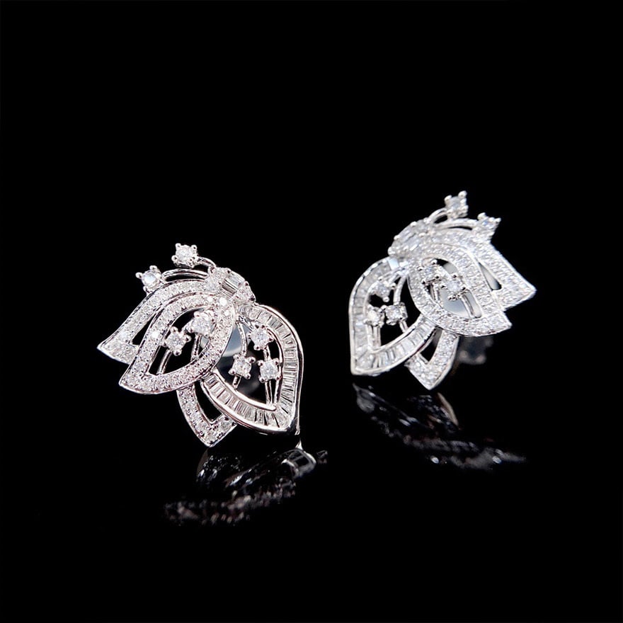 14k Gold 0.65 Ct Natural H Diamond Earrings - 4