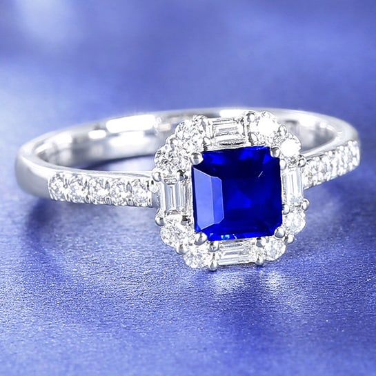 14k Gold 1.40 Ctw Natural Sapphire & Diamond Ring - 3