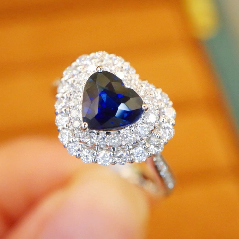 14k Gold 1.51 Ctw Natural Sapphire & Diamond Ring - 2