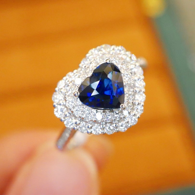 14k Gold 1.51 Ctw Natural Sapphire & Diamond Ring - 3
