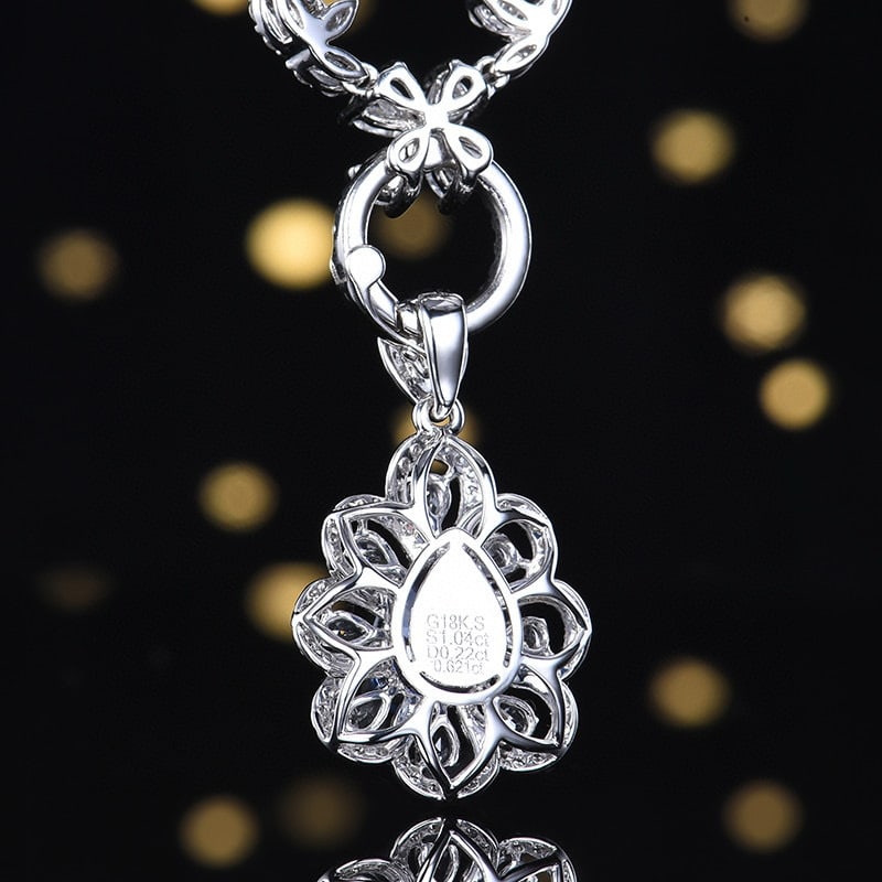 14k Gold 1.26 Ctw Natural Sapphire & Diamond Pendant( Without Chain ) - 4