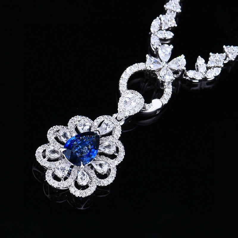 14k Gold 1.26 Ctw Natural Sapphire & Diamond Pendant( Without Chain ) - 5