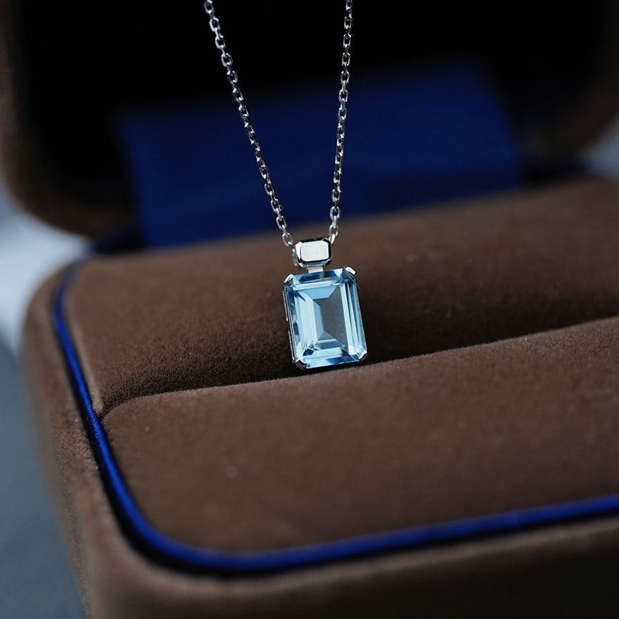 14k Gold 1.5 Ct Natural Aquamarine Necklace - 3