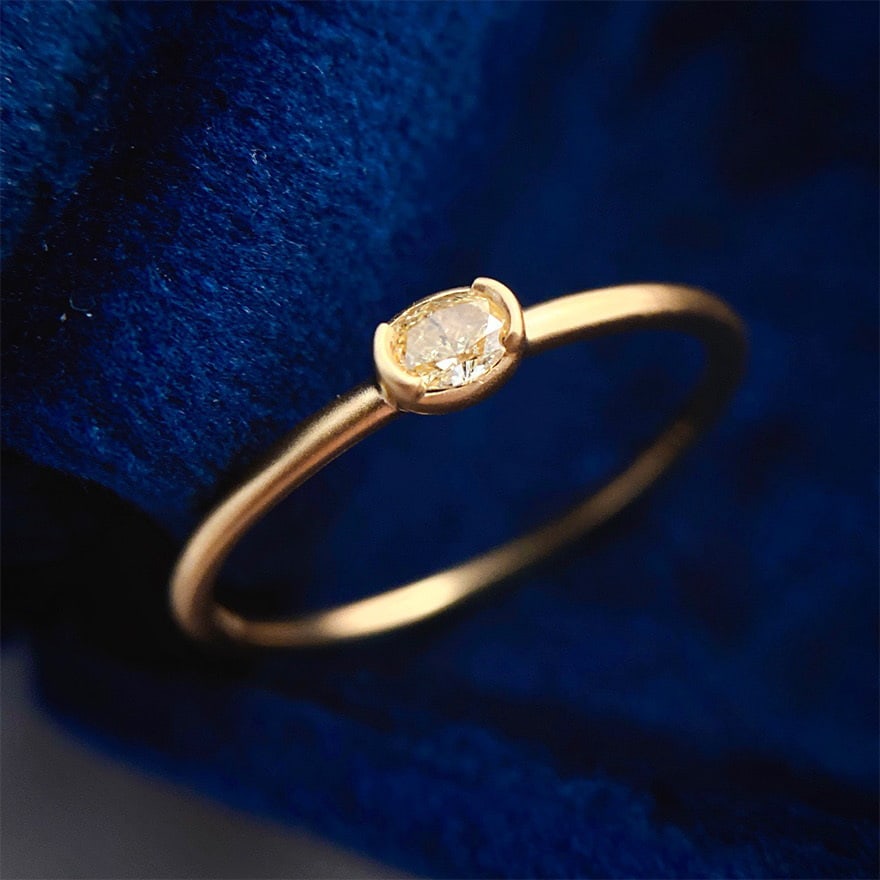 14k Gold 0.10 Ct Natural Yellow Diamond Ring (1 of 4)