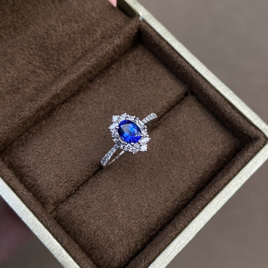 14k Gold 1.15 Ctw Natural Sapphire & Diamond Ring - 5