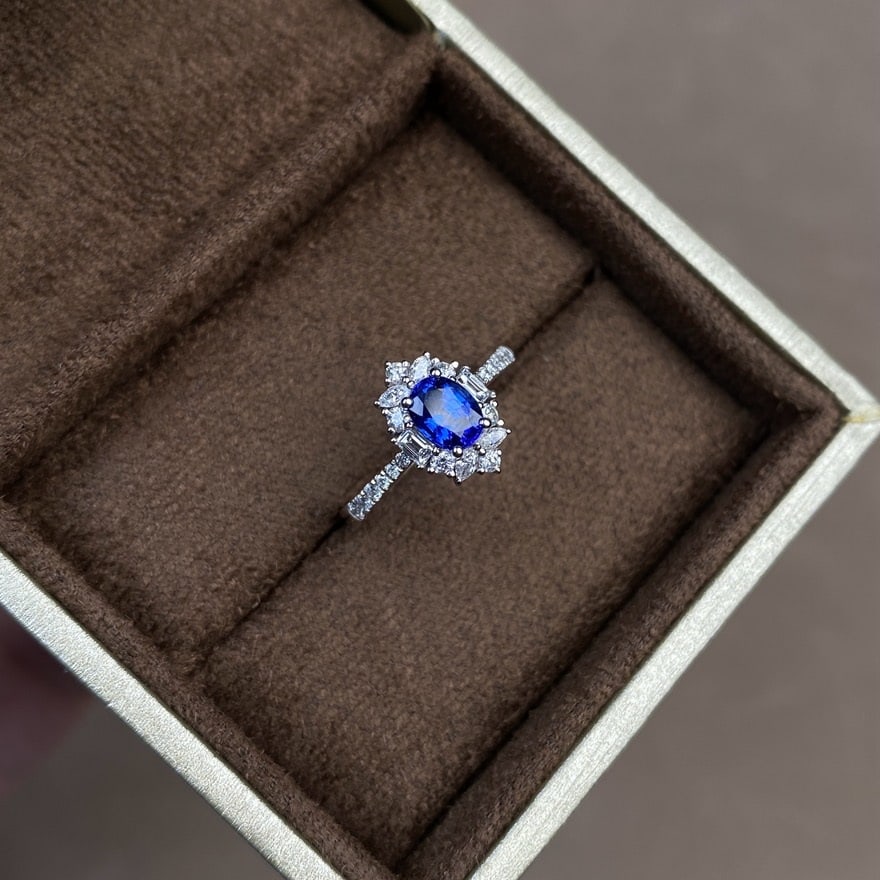 14k Gold 1.15 Ctw Natural Sapphire & Diamond Ring - 6
