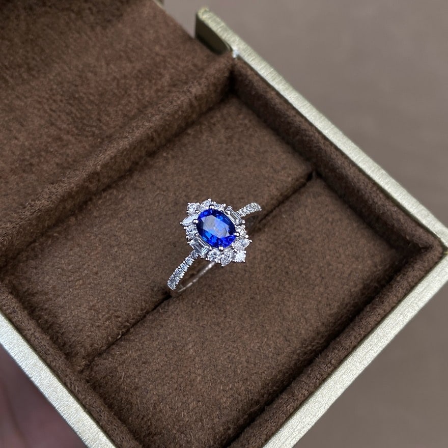 14k Gold 1.15 Ctw Natural Sapphire & Diamond Ring - 7