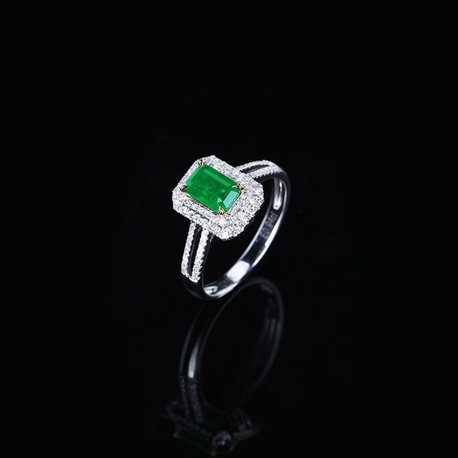 14k Gold 1.24 Ctw Vivid Green Natural Emerald & Diamond Ring - 2