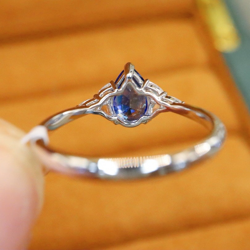 14k Gold 1.22 Ctw Natural Sapphire & Diamond Ring - 4