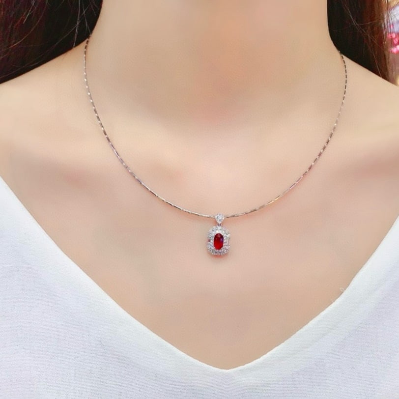 14k Gold 1.64 Ctw Natural Ruby & Diamond Pendant( Without Chain ) - 5