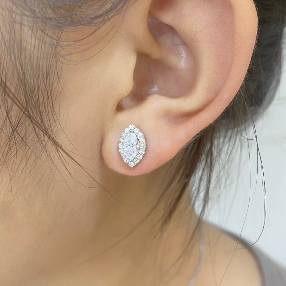 Gia Certified 14k Gold 1.26 Ctw Natural E Si1 Marquise Diamond Earrings - 2