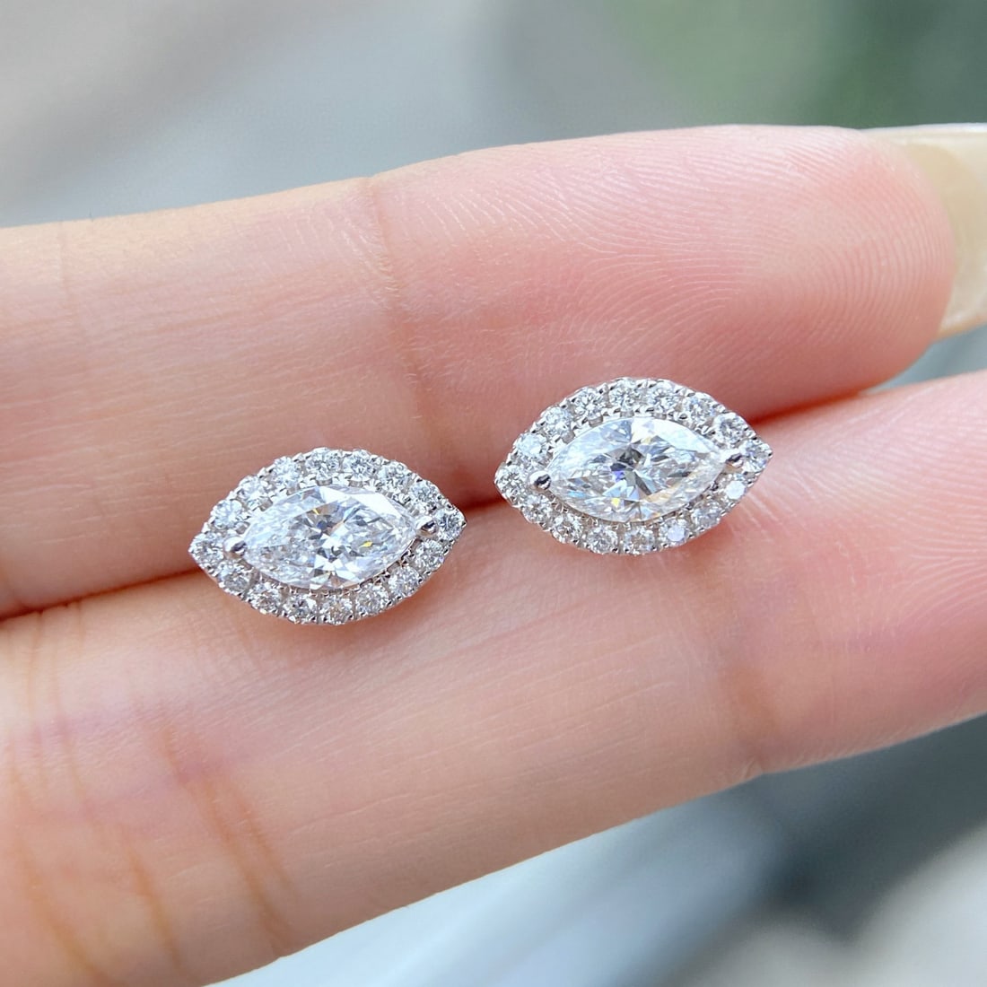 Gia Certified 14k Gold 1.26 Ctw Natural E Si1 Marquise Diamond Earrings - 3