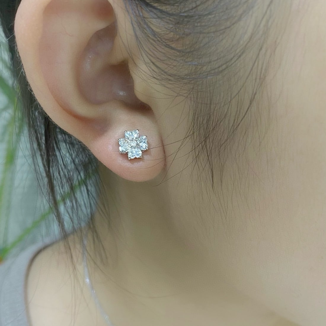 14k Gold 1.54 Ct Natural H Diamond Earrings - 2
