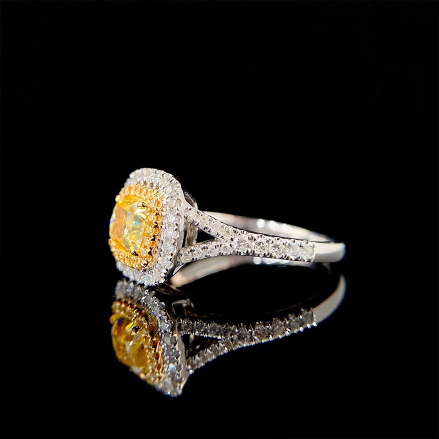 14k Gold 1.44 Ctw Natural Yellow Diamond & Diamond Ring - 2