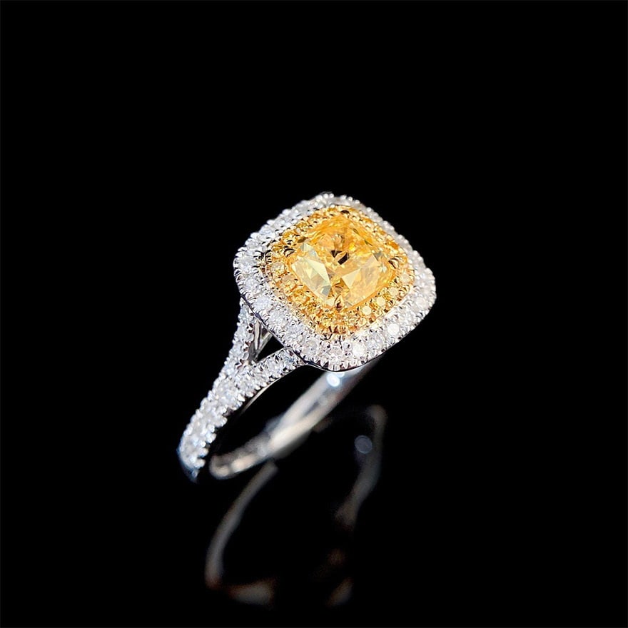 14k Gold 1.44 Ctw Natural Yellow Diamond & Diamond Ring - 4