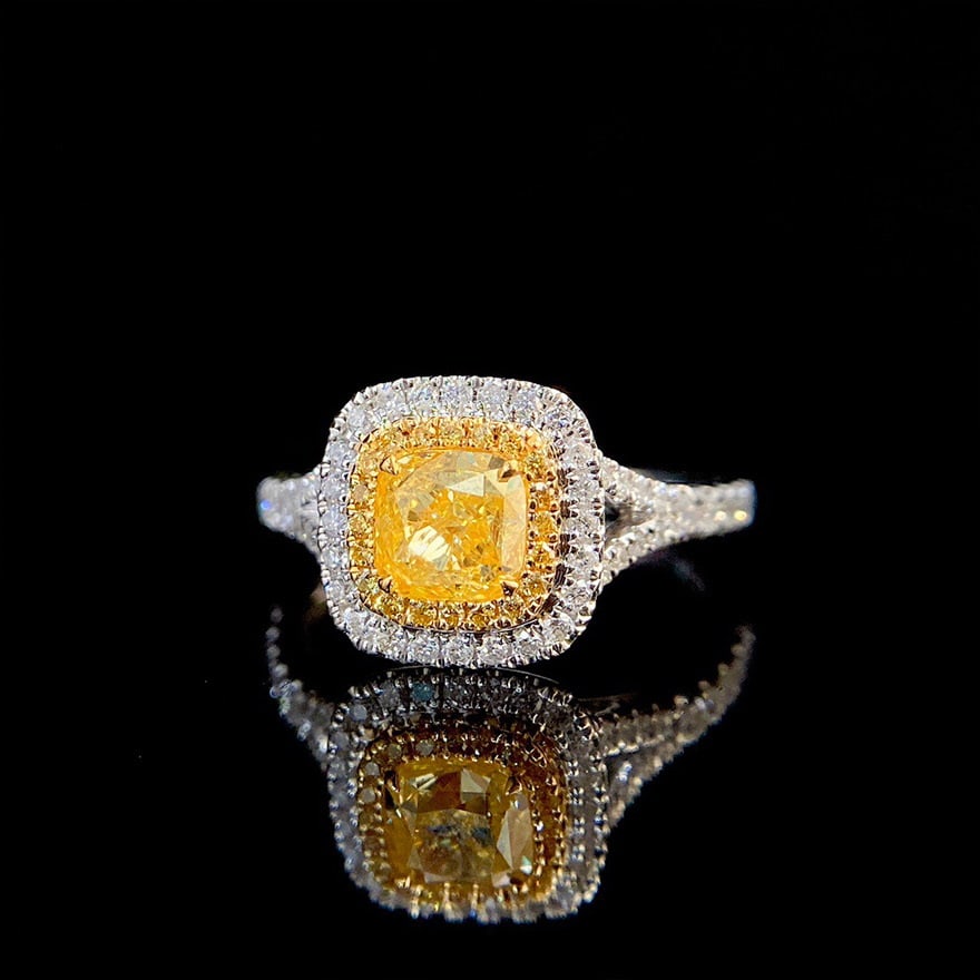 14k Gold 1.44 Ctw Natural Yellow Diamond & Diamond Ring - 5