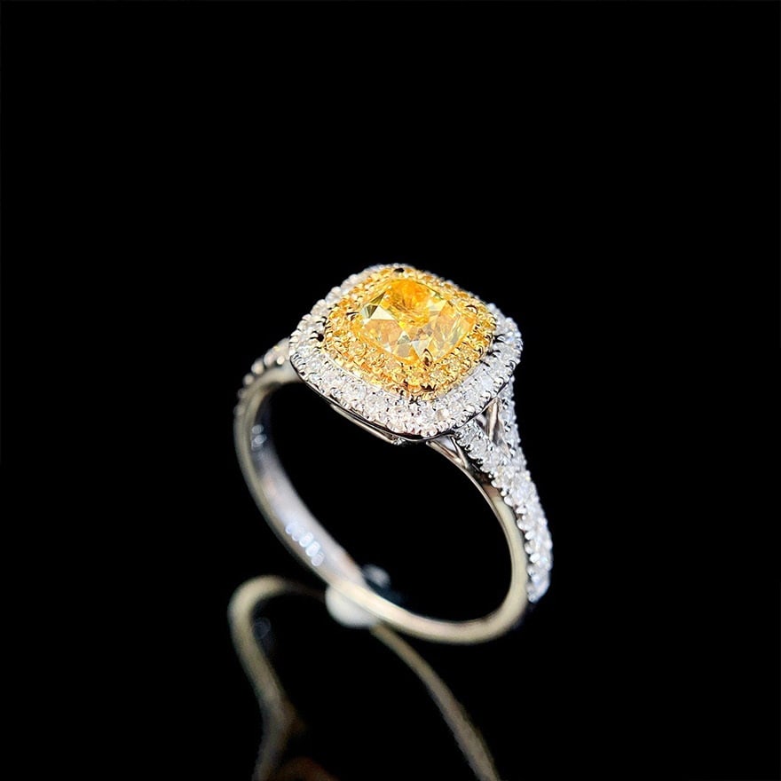 14k Gold 1.44 Ctw Natural Yellow Diamond & Diamond Ring - 6