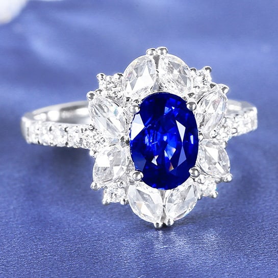 14k Gold 2.15 Ctw Natural Sapphire & Diamond Ring - 5