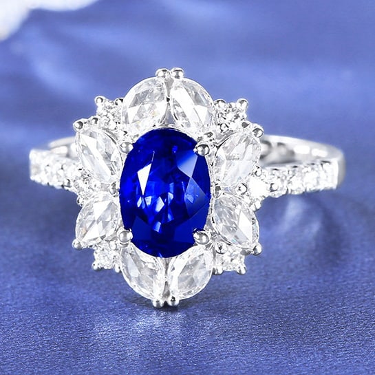 14k Gold 2.15 Ctw Natural Sapphire & Diamond Ring - 6