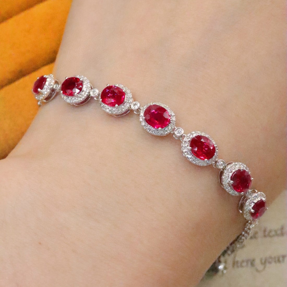 14k Gold 4.60 Ctw Natural Ruby & Diamond Bracelet - 4