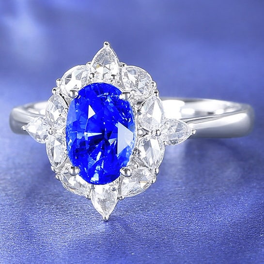 14k Gold 2.41 Ctw Natural Sapphire & Diamond Ring - 5