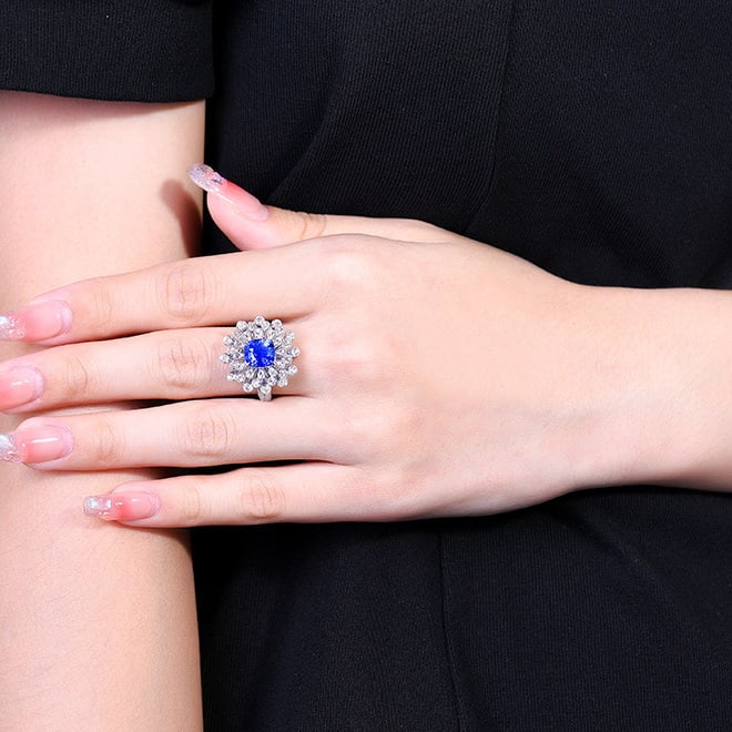 14k Gold 4.21 Ctw Natural Sapphire & Diamond Ring/pendant( Without Chain ) - 2