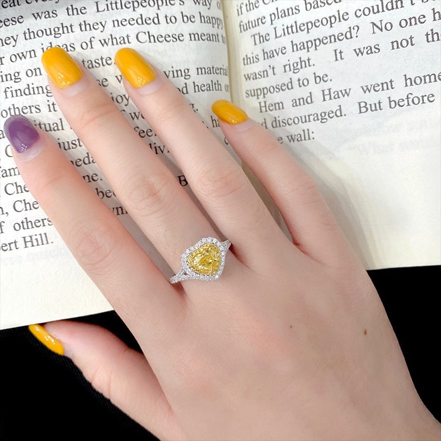14k Gold 1.45 Ctw Natural Yellow Diamond & Diamond Ring - 2