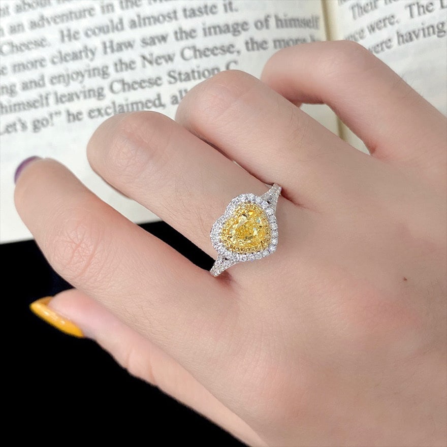 14k Gold 1.45 Ctw Natural Yellow Diamond & Diamond Ring - 5