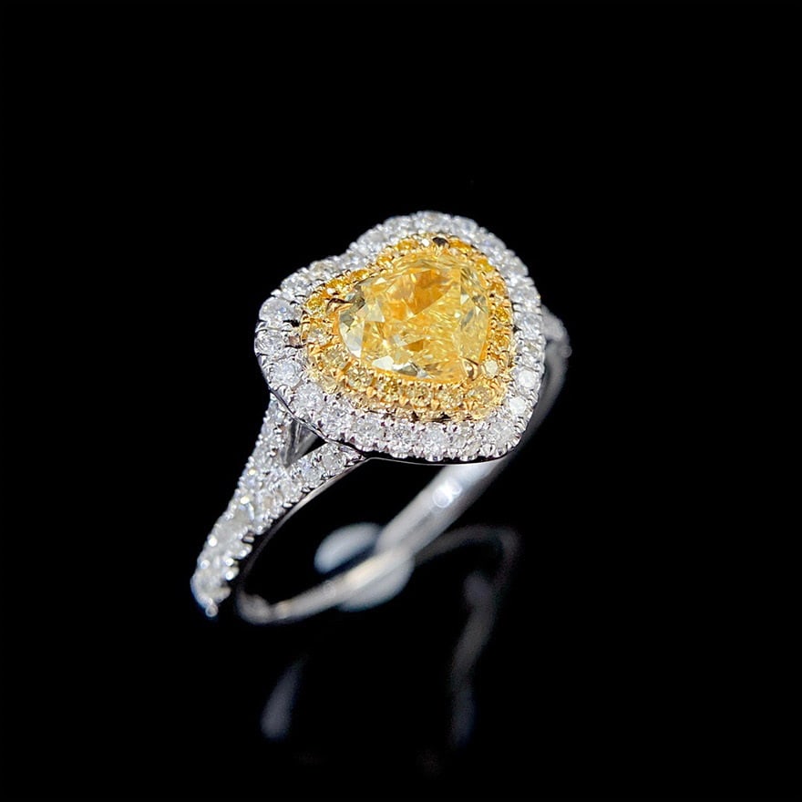 14k Gold 1.45 Ctw Natural Yellow Diamond & Diamond Ring - 7