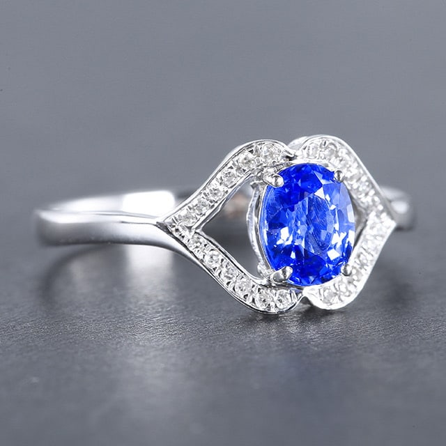 14k Gold 0.97 Ctw Natural Sapphire & Diamond Ring - 4