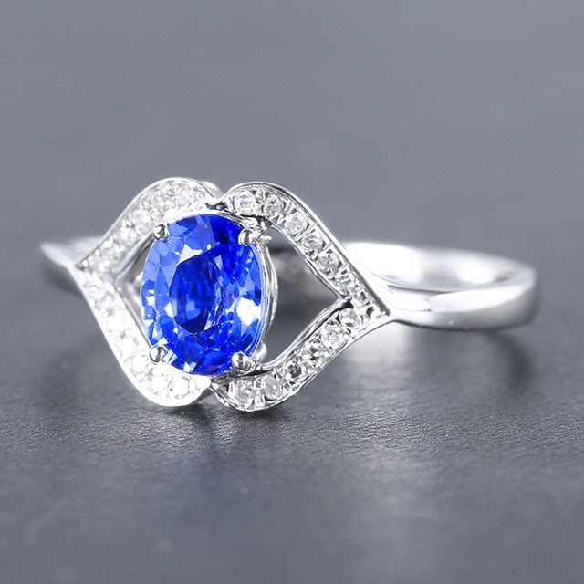14k Gold 0.97 Ctw Natural Sapphire & Diamond Ring - 5