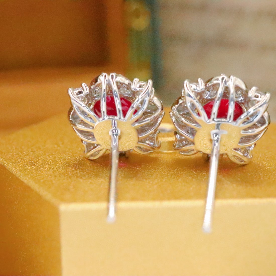 14k Gold 1.48 Ctw Natural Ruby & Diamond Earrings - 2