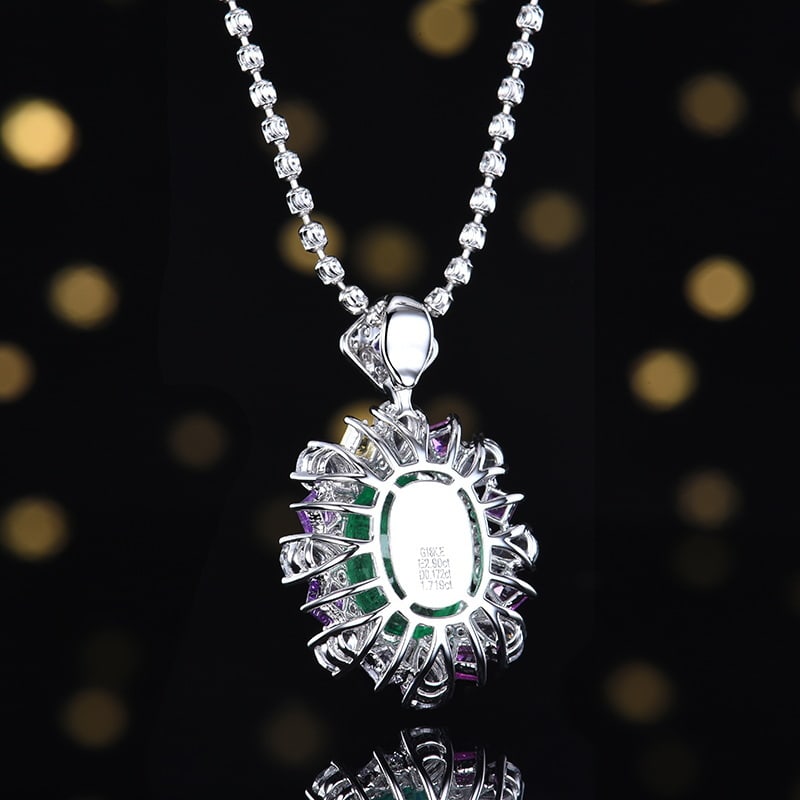 14k Gold 3.06 Ctw Vivid Green Natural Emerald & Diamond Pendant( Without Chain ) - 3