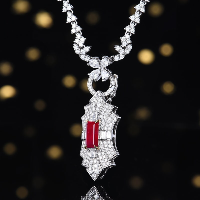 14k Gold 1.32 Ctw Natural Ruby & Diamond Pendant( Without Chain ) - 2