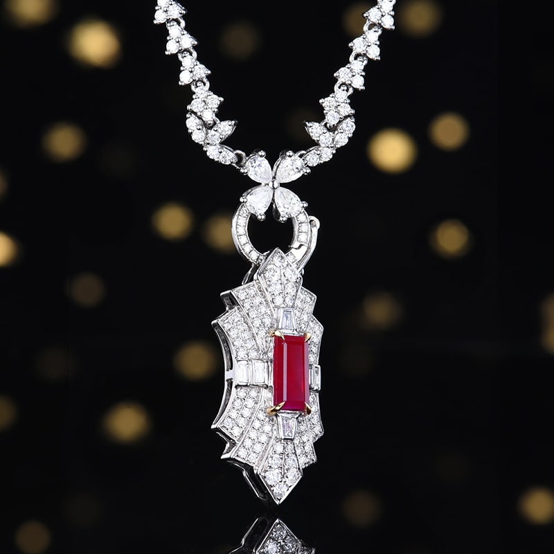 14k Gold 1.32 Ctw Natural Ruby & Diamond Pendant( Without Chain ) - 3