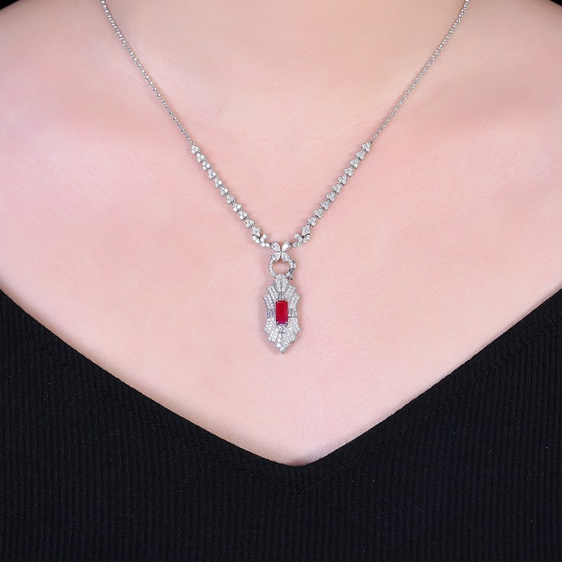 14k Gold 1.32 Ctw Natural Ruby & Diamond Pendant( Without Chain ) - 4