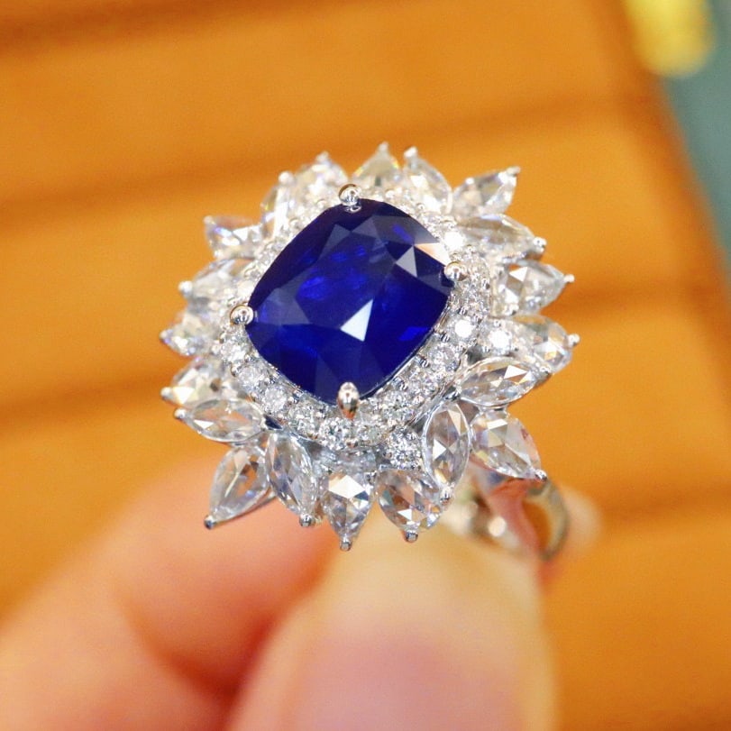 14k Gold 2.94 Ctw Natural Sapphire & Diamond Ring - 3