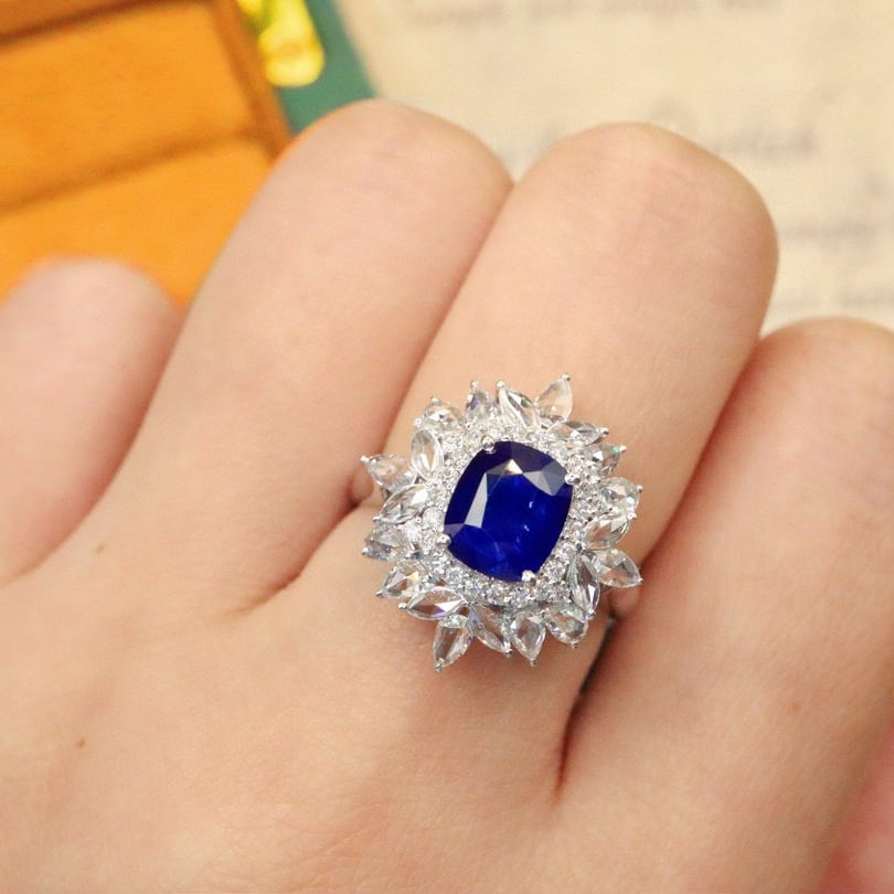 14k Gold 2.94 Ctw Natural Sapphire & Diamond Ring - 5