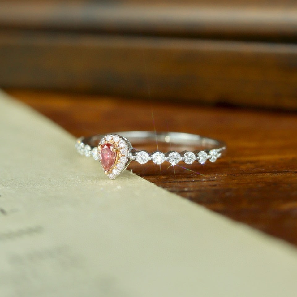 14k Gold 0.27 Ctw Natural Pink Diamond & Diamond Ring - 3