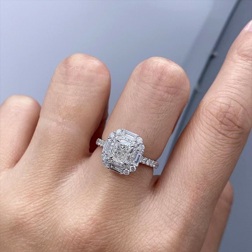 Gia Certified 14k Gold 1 Ct Natural H Vs2 Cushion Diamond Ring - 2